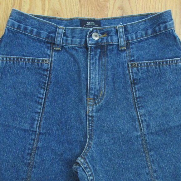 BAILEY'S POINT GIRL'S SIZE 12 JEANS MED BLUE SLUB DENIM FLARE LEG METAL EYELETS - Picture 3 of 13